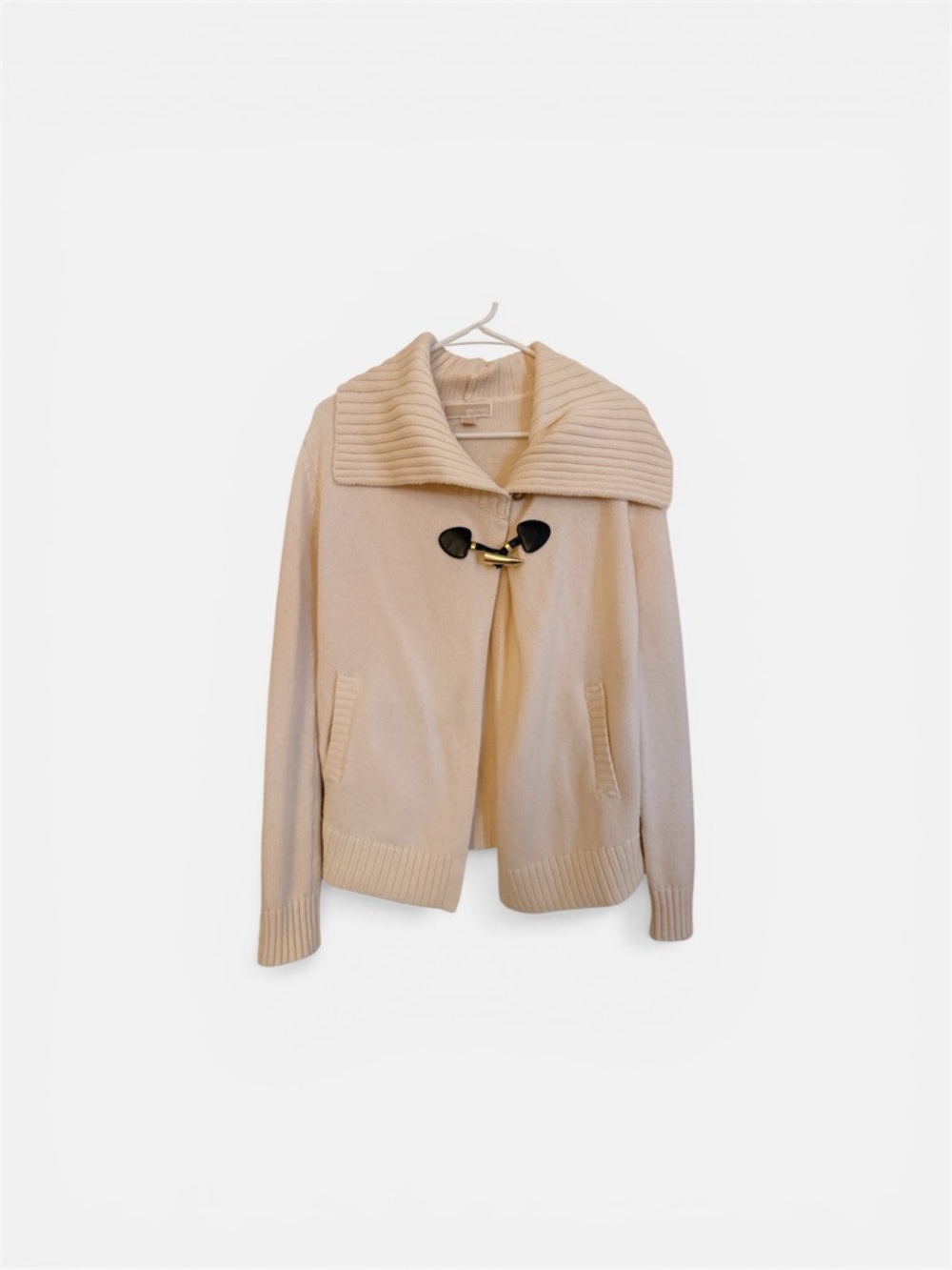 Michael Kors Cream Toggle Teddy Knit Jacket